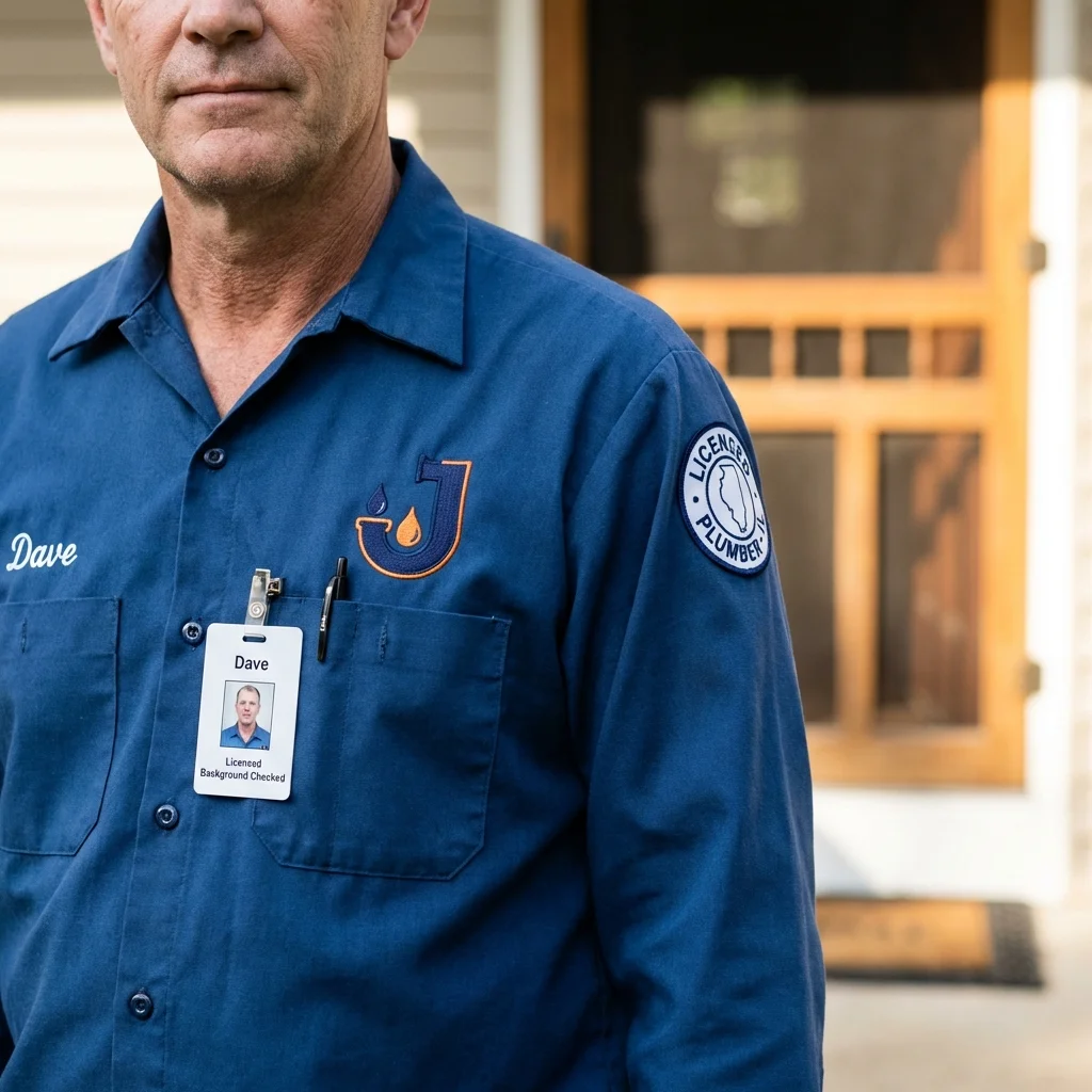 Licensed plumber showing ID badge in Canterbury, NH