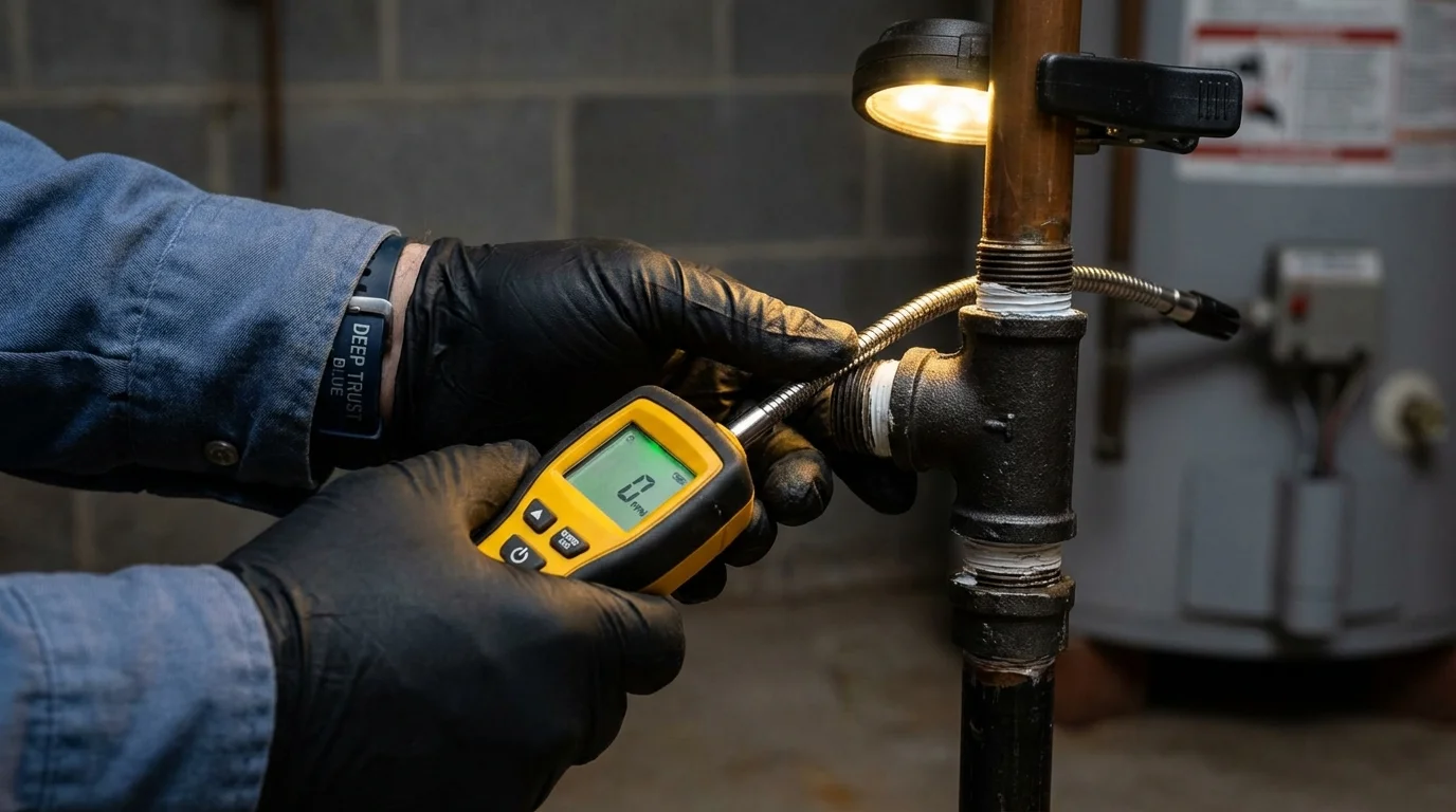 Gas leak detection with electronic sniffer by Johns Plumbing LLC in Canterbury
