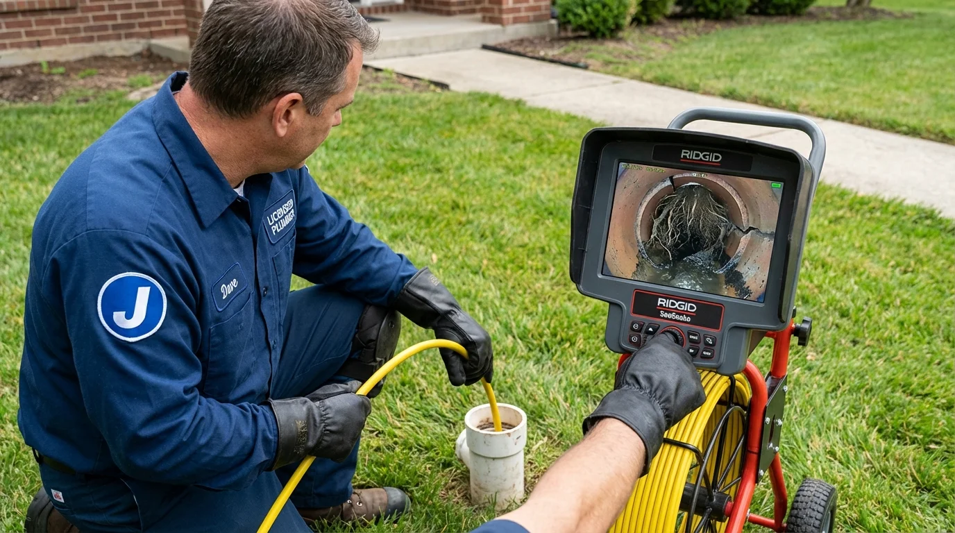Sewer camera inspection being performed by Johns Plumbing LLC in Canterbury